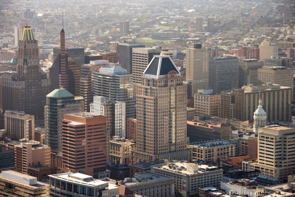 panoramic view of baltimore including women-owned businesses