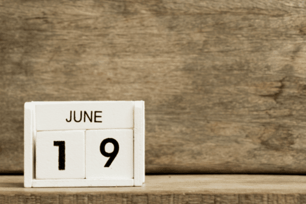 calendar showing June nineteenth in honor of juneteenth