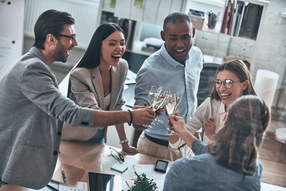 Employees Celebrating at Office Work Party