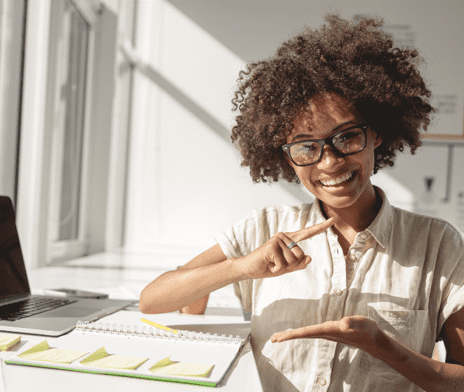 A woman signing in ASL