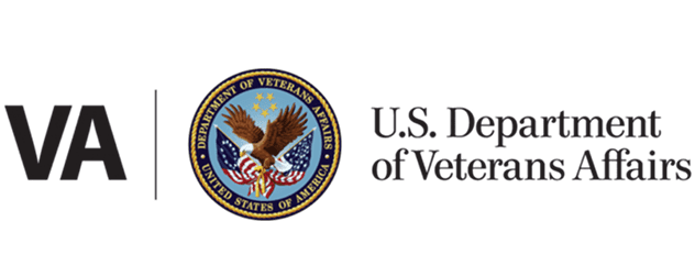 Logo of U.S. Department of Veterans Affairs featuring VA initials and official seal with eagle, stars, and American flag.