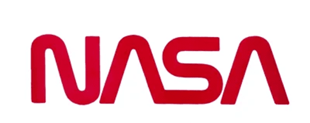 Red NASA worm logo on a white background, showcasing retro space agency design.